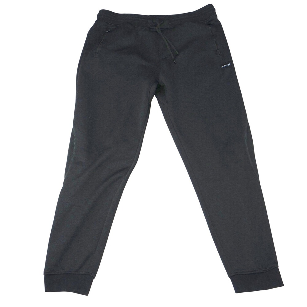 Hurley Black Jogger Sweatpants Athletic Lounge Drawstring‎ Zipper Pockets Size L